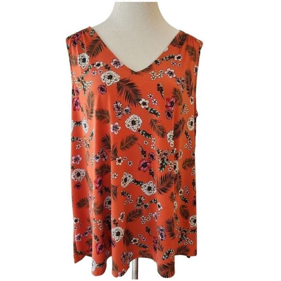 Lane Bryant floral tank top orange tropical size 18/20 - Picture 2 of 6
